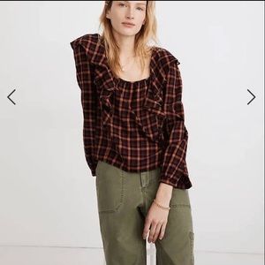 Madewell Plaid Ruffle Top